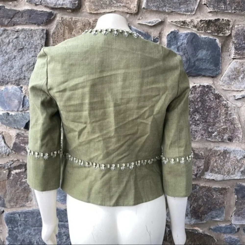 TORY BURCH ‘Avery’ Hills Embellished Linen Blend Jacket Size 8 NWT $525